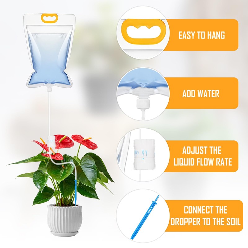 Pack of 5 3.5 L Plant Watering Drip Irrigation Bags,