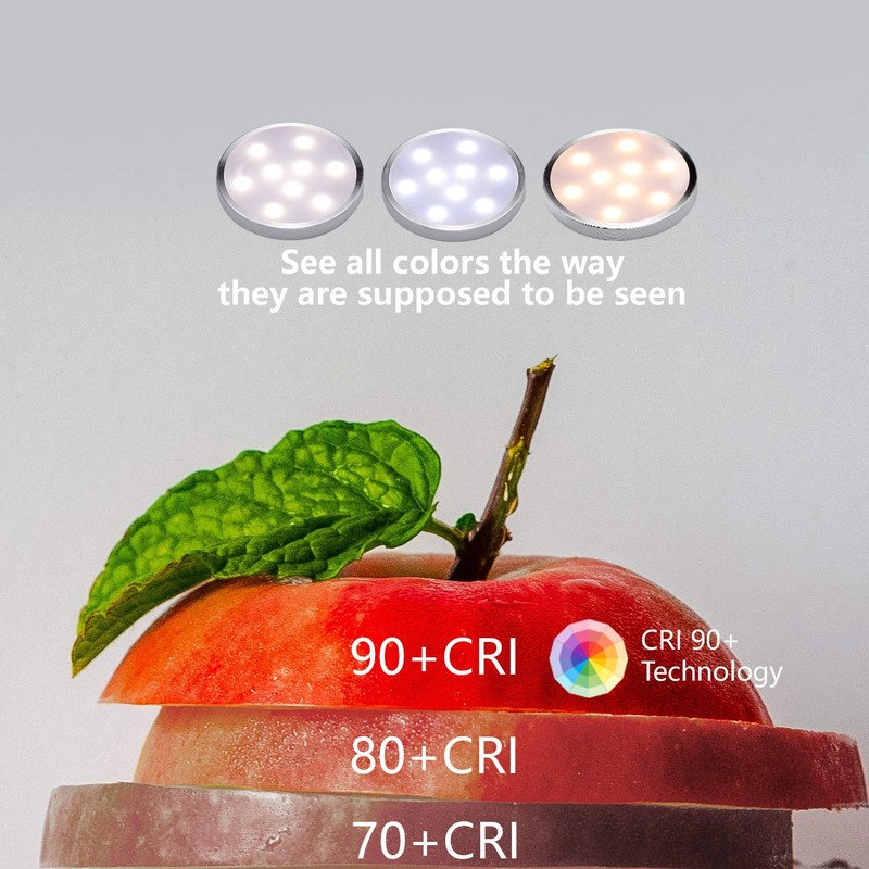 LED Dimmable Under Cabinet Lighting Kit,12V 6 Pack Wired Puck