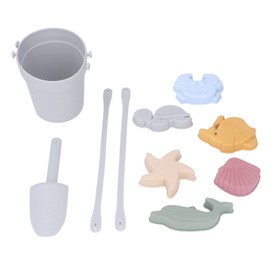 Silicone Beach Bucket Toy Set Interactive Lightweight Portable Kids Beach Toys Set for Summer Grey