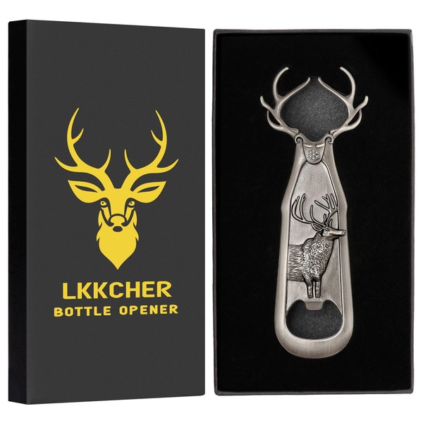 LKKCHER Deer Antlers Deer Beer Bottle Opener, Hunter Gifts, Christmas Gifts, Birthday Gifts for Women, Men, Gifts for Hunters, Women, Men, Mum, Dad, Father