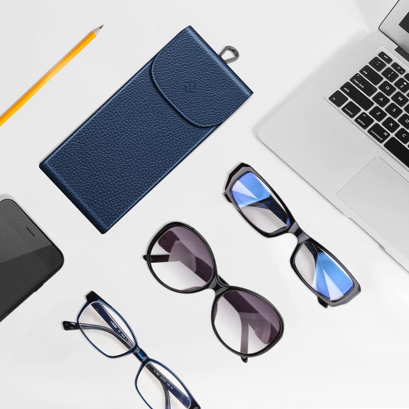Fintie Double Glasses Case with Carabiner Hook, Portable Vegan Leather