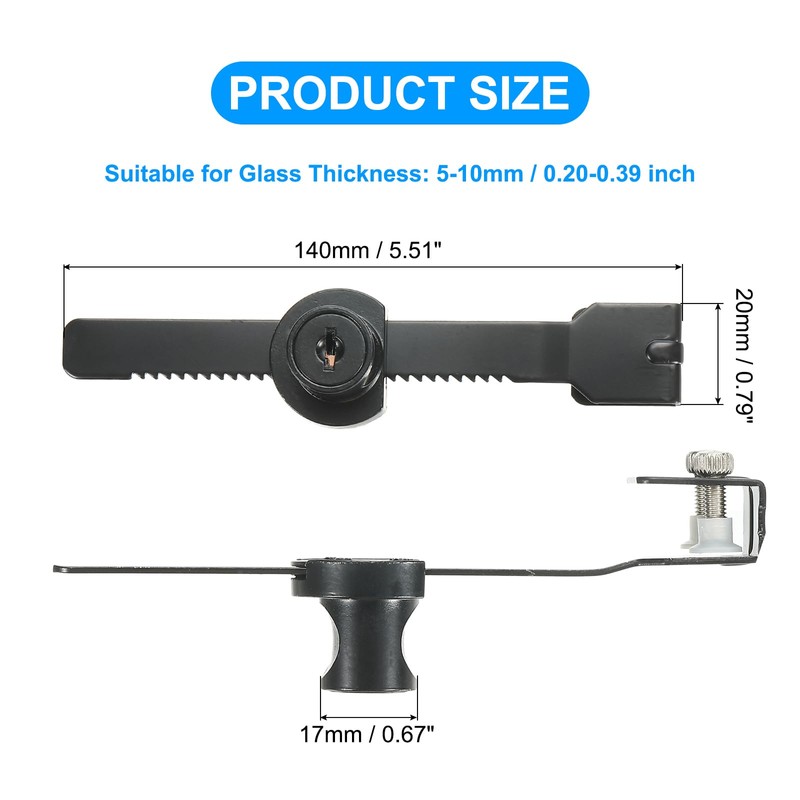PATIKIL Glass Cabinet Lock, 2Pcs Keyed Different Zinc Alloy Single