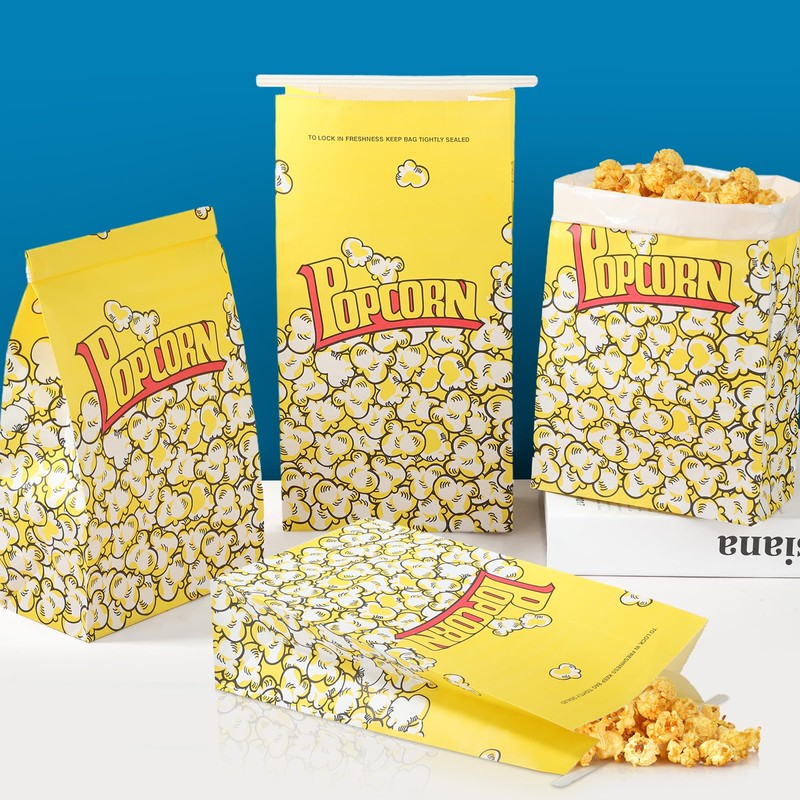 Bakbania 100 Pack Popcorn Bags 11.4x6.1x3.1 Inch Paper Popcorn Food
