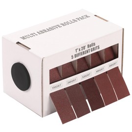 POLIWELL Emery Cloth Roll, 5 Grits Emery Paper Rolls Aluminium Oxide Abrasive Sandpaper, 1” X 20’(6M) Assorted Sanding Multi-Roll 150 240 320 400 600 Grit with Dispenser for Wood Metal Craft Polishing