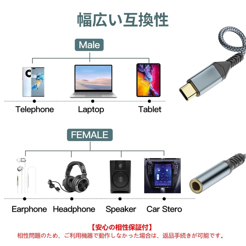 High Resolution Sound Quality: USB C Earphone Jack Converter, USB
