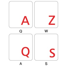 Online-Welcome French Azerty Transparent Keyboard Label Red
