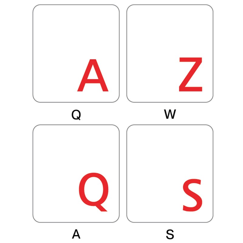 Online-Welcome French Azerty Transparent Keyboard Label Red