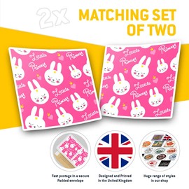 Square Stickers (Set of 2) 10cm - Little Princess Pink Rabbits Kids Fun Decals for Laptops,Tablets,Luggage,Scrap Booking,Fridges, #14734