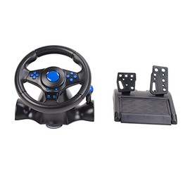 DAUERHAFT Volante de Juego USB, Rueda de Juego de Carreras con vibración 3 en 1 para 360 para para PC                                                 