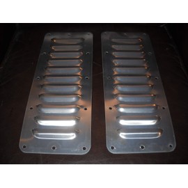 RodLouvers Pair of Straight Aluminum 4” 11 Louver Hood Panels (Bolt-On) Kit
