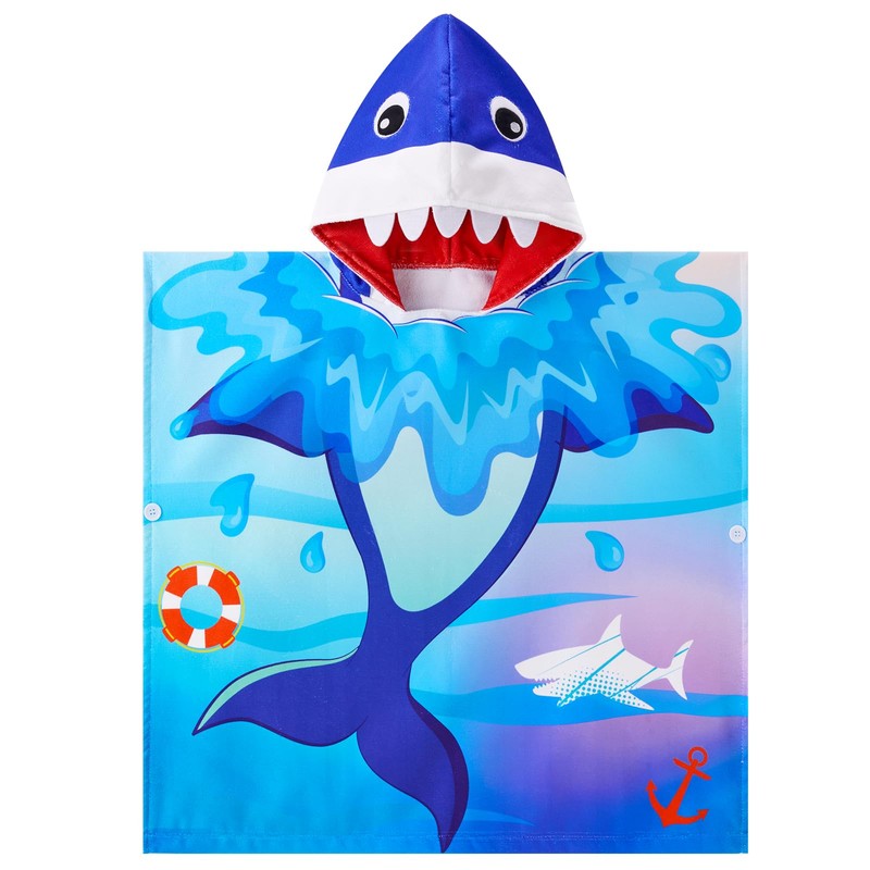 WERNNSAI Shark Kids Beach Towel - Hooded Towel Wrap 27"