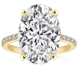 RURULUYA 8CT Big Oval Engagement Ring,Oval Cut Rings for Women,D-Color VVS Big CZ Diamond Ring S925 Sterling Silver Promse Ring in 18K Yellow Gold Plated, Size 7#