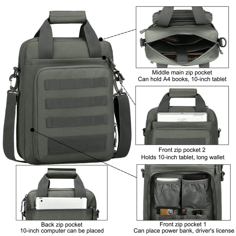 ZHIERNA Tactical Messenger Bag, Tactical Briefcase for Men Tactical Laptop