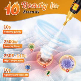 HCCTWOOW 2500W Handheld Steam Cleaner, Pressurized Steamer for Cleaning,1000ml Portable Steam Cleaning (White-2500W)