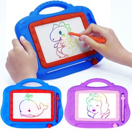 YI-YANG-AII Tablero de dibujo magnético para niños, paquete de 2 juguetes de tamaño de viaje para niños pequeños, tablero de graffiti de color y bloc de dibujo borrable, regalos de cumpleaños para niñas y niños, juguete educativo de aprendizaje