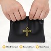 Squeeze-Top Faux Leather Rosary Pouch - Compact Blue Vinyl Case