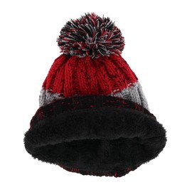 Grand Sierra Kids' Fleece Lined Chunky Marled Knit Winter Cuff Beanie, Red