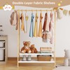Aetherika Kids Clothing Rack with 2 Fabric Shelves, Foldable Child