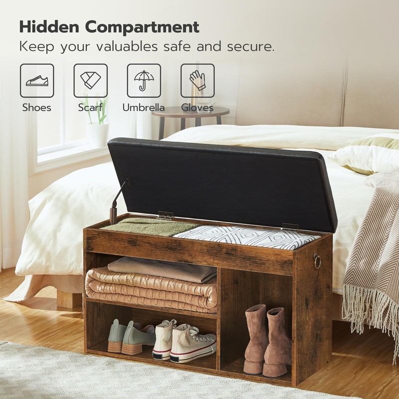 HOOBRO Shoe Storage Bench with Padded Cushion, Entryway Bench with