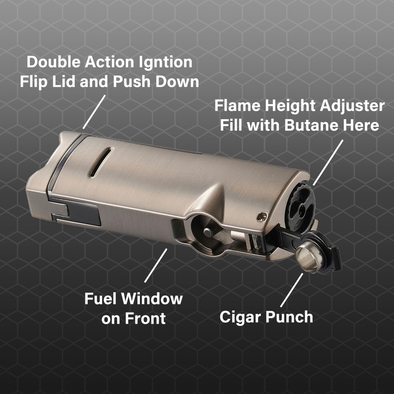 Visol Colonel Triple Flame Torch Lighter (Shipped Without Butane)