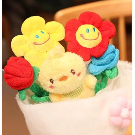 Tikwisdom Eternal Plush Flower Bouquet, Rose Sunflower Bouquet, Plush Flower Bouquet Toy, Wedding Event, Mother's Day, Valentine's Day, Romantic Gift Decoration Gift, H 35cm