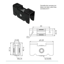 Carretilla Para Alumino Puerta Ventana Corrediza 3 Pulgadas                                                                                           
