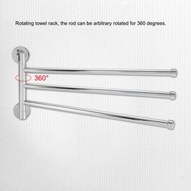 Swivel Towel Rack, Kitchen Swivel Towel Bar 2/3 Arm Wall Mounted Hand Towel Rack Swing Out Rotating Towel Holder for Bathroom(3 Arms)