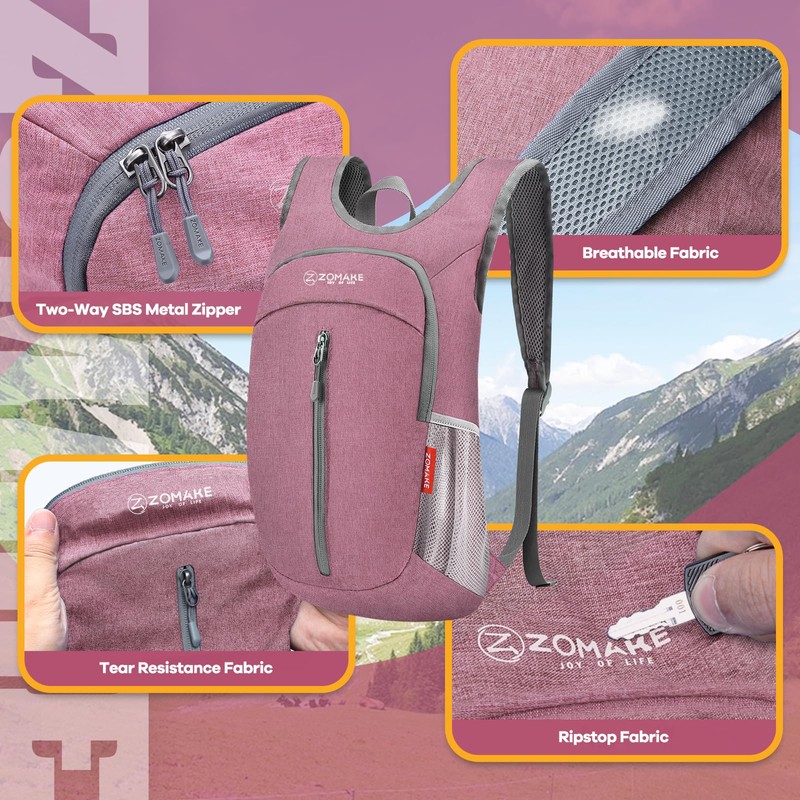 ZOMAKE Lightweight Packable Backpack 10L - Foldable Backpack Leger Sac