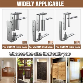 Heavy Duty Cafe Door Hinges 304 Stainless Steel,Saloon Door Hinges Self Closing for Louvre Doors,Swinging Doors (Silver, MID 2P)