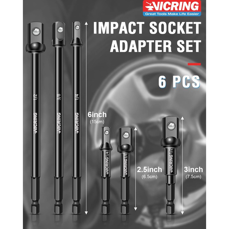 Impact Socket Adapter Set - 1/4, 3/8, 1/2 Drive Socket