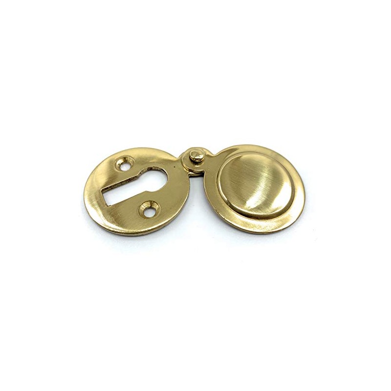 Polished Brass Round Keyhole Cover Escutcheon with Screws (2, Brass)