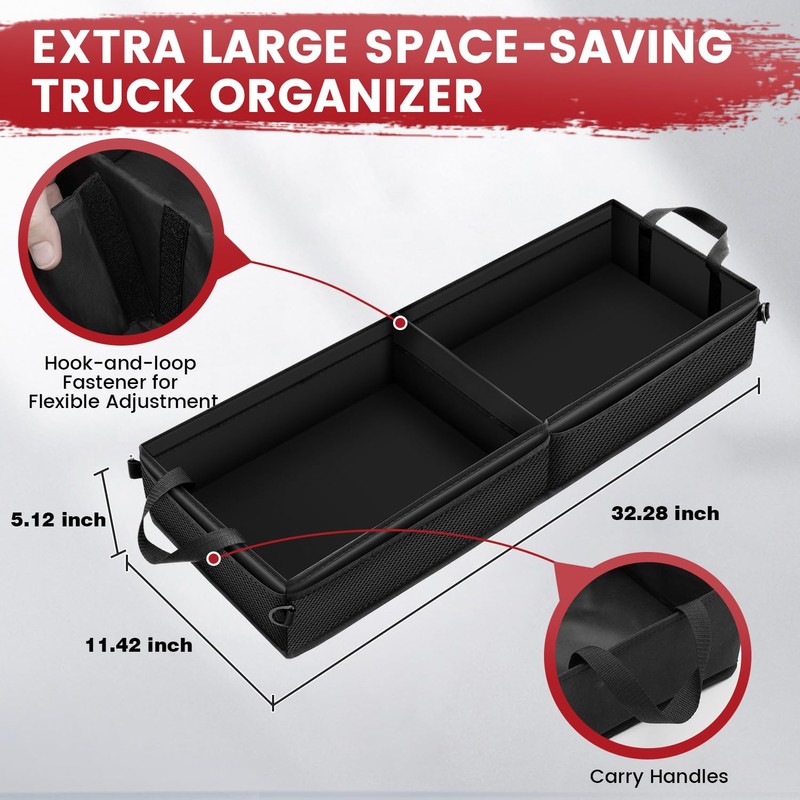 Under Seat Truck Organizer Storage Box with 1 Removable Divider