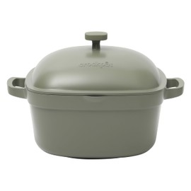Crock-Pot Northvale Cast Aluminum Lightweight Durable 5.2 Quart Heavy Duty Dutch Oven Pot With Lid, Oven Safe, Dual Handles - Matte Sage Green
