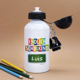 Striefchen® Drinking Bottle Finally School Child 500 ml BPA-Free Aluminium White