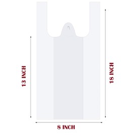 200 PCS White (10x15x18 Inch) Bags, Trash Bag with Handles, T-Shirt Plastic Bags for Retail, Groceries, Merchandise, Convenience Store, Supermarket, Restaurant Picnic, Kitchen, Daily Use, (200)