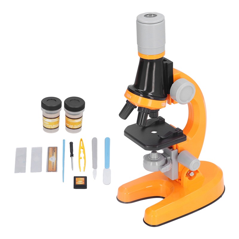 Kids Microscope Kit LED 1200X Microscope with Specimen Slides Science