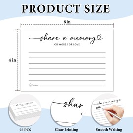 White Simple Share a Memory Cards for Celebration of Life, Guest Book for Funeral, Birthday, Anniversary, Wedding, Graduation, Memorial, Going Away Party, 25 PCS 4x6 Inches Card-002