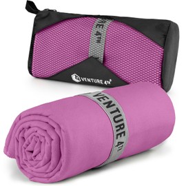 VENTURE 4TH Quick Dry Towel. Microfiber Travel Towel Ideal for Camping, Hiking, Backpacking, Gym. Lightweight & Fast Drying Travel Towels for Body. Compact & Easy to Pack - Purple Large