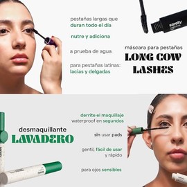 SARELLY, Kit Ojos, Máscara de Pestañas Long Cow Lashes + Desmaquillante de Ojos Lavadero, Sarelly Creativo Lab