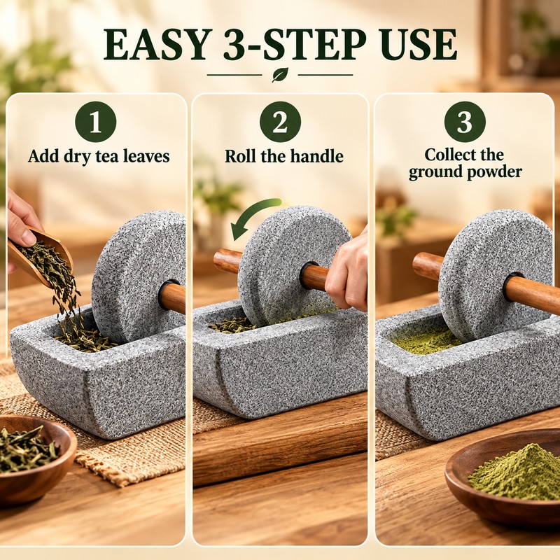 Stone Tea Mill for Matcha Preparation – Compact 15 x