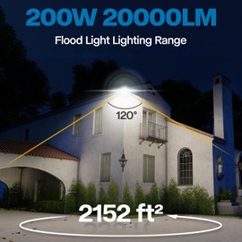Leddictive 2 Pack LED Flood Lights Outdoor, 200W 20000LM Super Bright Floodlight Outside Work Light with 5.9FT Plug, IP65 Waterproof 6000K Outdoor LED Flood Light for Garage, Yard, Lawn, Garden