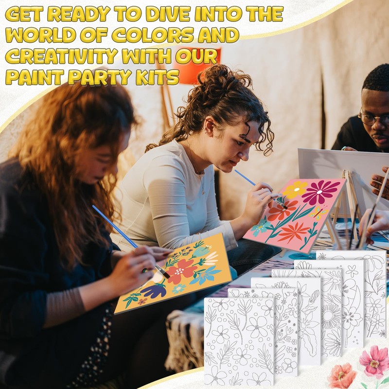 Sherr 96 Pcs 12 Sets Pre Drawn Canvas Kit for