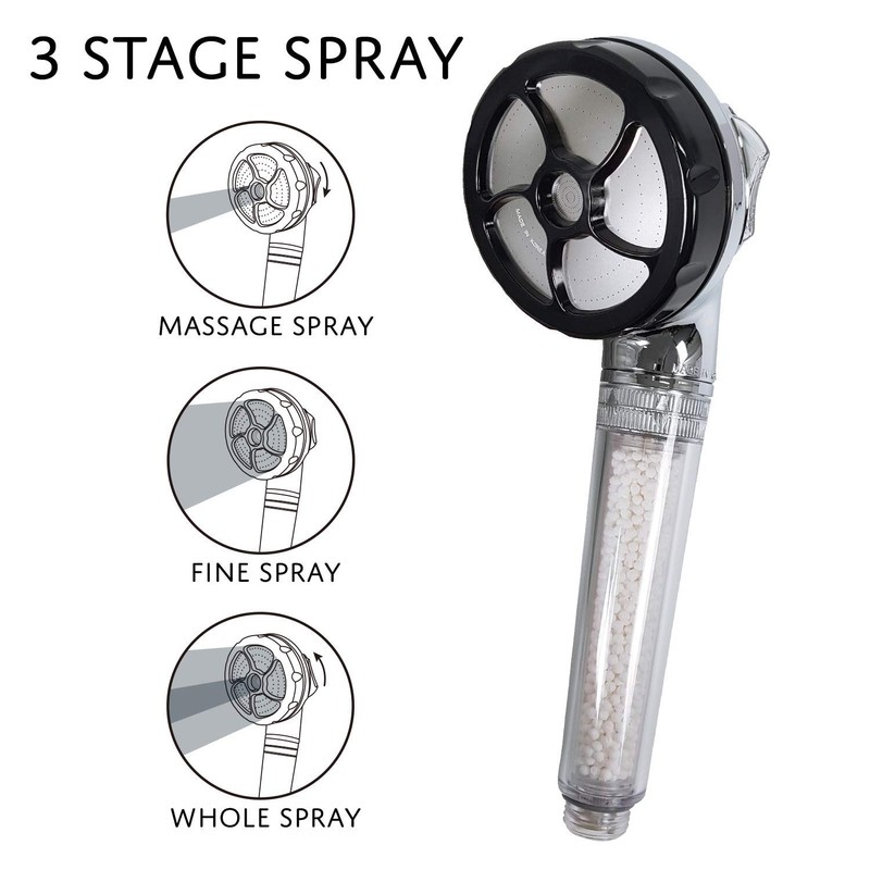 BIO CERA Premium Atozero Hand Held Filtered Showerhead, Remove Chlorine,