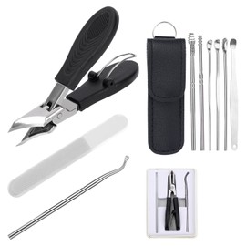 Eagle Beak Beveled Nails Clippers, Stainless Steel Angled Nail Clipper Set with Ear Pick Set for Ingrown or Thick Toenails