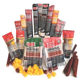 Meat Stick & Cheese 26 PC. Variety Pack Snack Sampler | Bold Flavor Snack Sticks, Low Carb, Gluten Free, No MSG, Healthy Snack Sticks Charcuterie Platter, Individually Wrapped Snacks