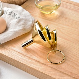 Stainless Steel Funnel Set, 3 Pieces Gold Oil Liquid Mini Metal Food Funnel Small Funnels Filling Bottles Funnel Set for Canning Kitchen Tools
