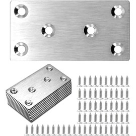 Lemiyoo 10 Sets Flat Brackets for Wood,Metal Mending Plates Heavy Duty with Screws, Stainless Steel Joining Plates for Sleepers Furniture Different Sizes Outdoor Connector (100*50mm)