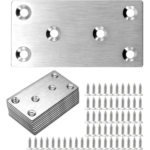 Lemiyoo 10 Sets Flat Brackets for Wood,Metal Mending Plates Heavy