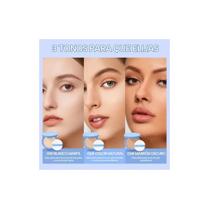 Base Maquillaje Polvo Compacto Fijador Matte 2pcs