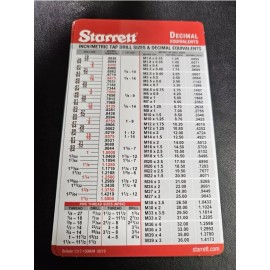 Starrett Pocket Starrett Metric and Decimal Equivalents Chart Machinist F1/E6